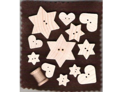 stelle  cuoricini  in legno