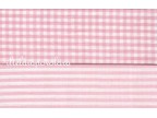 Tessuto rosa baby e bianco - riga da 4 mm.