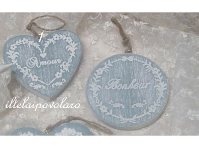 cuore Amour cm. 9 x 9 effetto shabby chic
