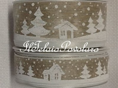 color lino con paesaggio invernale in bianco H. 2  cm.