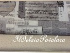 cotonina Linea musica -  cuori + fiori + righi musicali -grigio