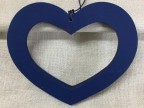 Cornice a cuore in legno - laccato in blu  22x19 cm