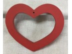 Cornice a cuore in legno - laccato in rosso  22x19 cm