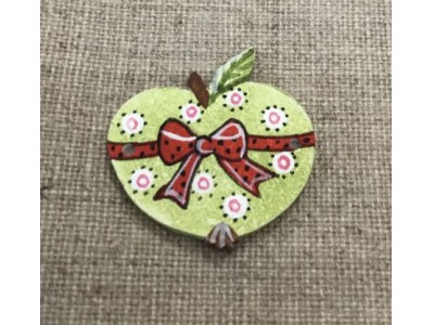 1 Acufactum cuore-mela fondo verdino don fiocco rosso