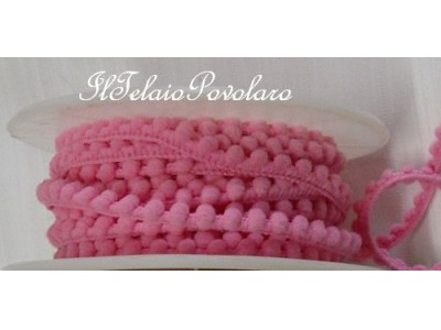 Gallone con piccoli pon pon  - rosa