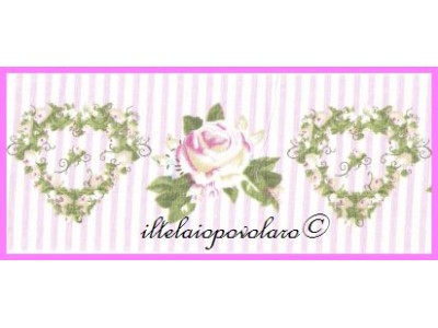 Guarnizione-bordura - Cuori e Rosa h 10 cm.  sfondo a righe