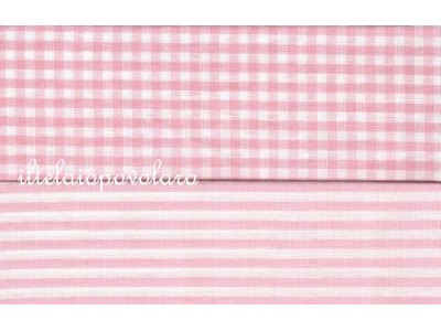 tessuto cotone riga rosa baby - bianco