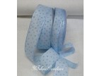 nastro velato - azzurro  con pois - cm. 2,5