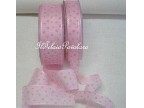 nastro velato  rosa con piccoli pois h. cm. 2,5