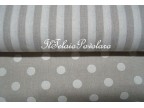 tessuto effetto lino naturale + pois avorio