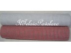 bordo lino a quadri - greggio-rosso - cm. 40