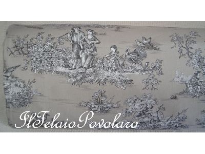 tessuto tipo toile de jouy - pastorelli -fondo  tortora h. cm.280