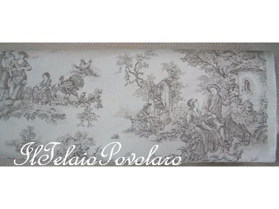 tessuto tipo toile de Jouy -pastorelli - fondo beige h. cm. 280