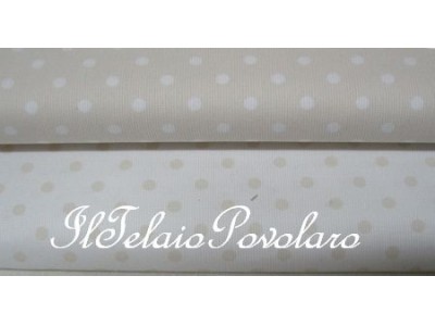 piquet beige pois bianco latte 5 mm.