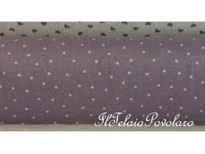 1b Linea shabby misto lino fondo viola polvere pois  avorio