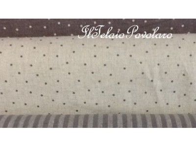 1f Linea shabby misto lino fondo naturale melange - pois grigio scuro