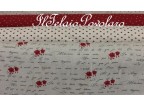 1c Linea shabby misto lino - base naturale scritte e roselline rosso scuro