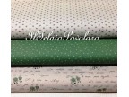 1g Linea shabby misto lino - base naturale scritte e roselline verde medio