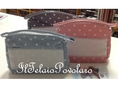 bustina-pochette azzurro polvere pois bianco