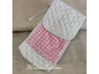 porta-biberon bianco + quadretti bianchi e rosa