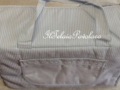 borsa  imbottita - azzurra a righine bianche