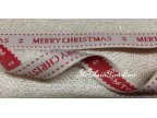 1 Nastro con scritta ricamata Merry CHristmas in rosso