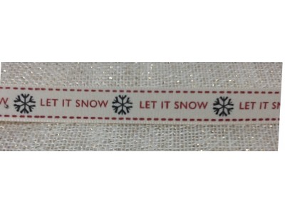 1 Nastro con scritta stampata Let it snow in rosso