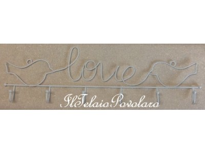 1-appendino bianco - love - con 6 ganci