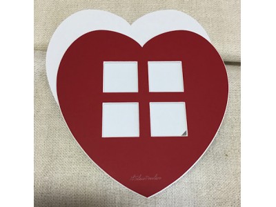 cornicetta-passpartout - cuore  - rosso 20x20 cm