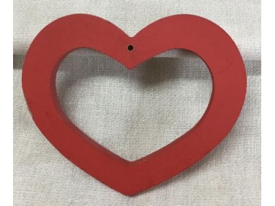 Cornice a cuore in legno - laccato in rosso  22x19 cm