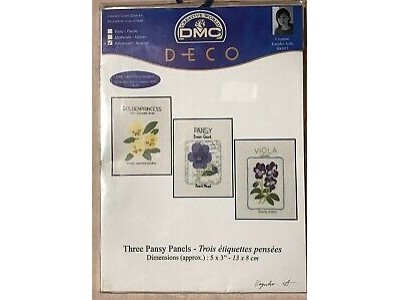 2 DMC kit - three pansy panel  cm  13x18