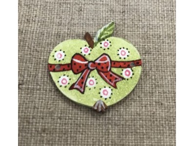 1 Acufactum cuore-mela fondo verdino don fiocco rosso
