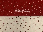 1c Linea shabby misto lino grezzo chiaro stelle rosso cupo