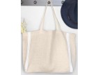 borsa in lino naturale con righe bianche