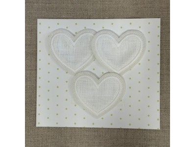 1 - etichette con cornice  a cuore da 7 cm in lino da ricamare