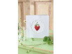 " Bigliettino fragole bianco con tondo smerlato